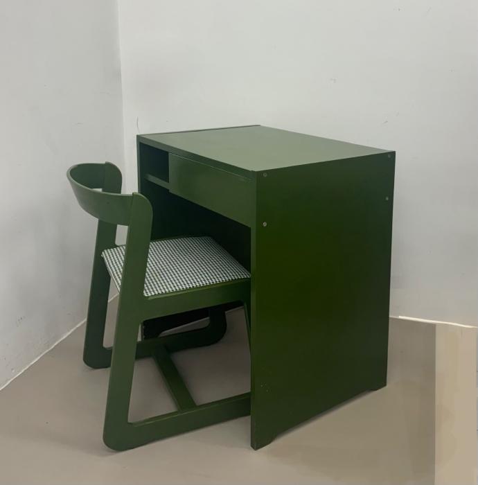 SEDIA CON SCRITTORIO (WILLY RIZZO - MARIO SABOT ANNI 70)