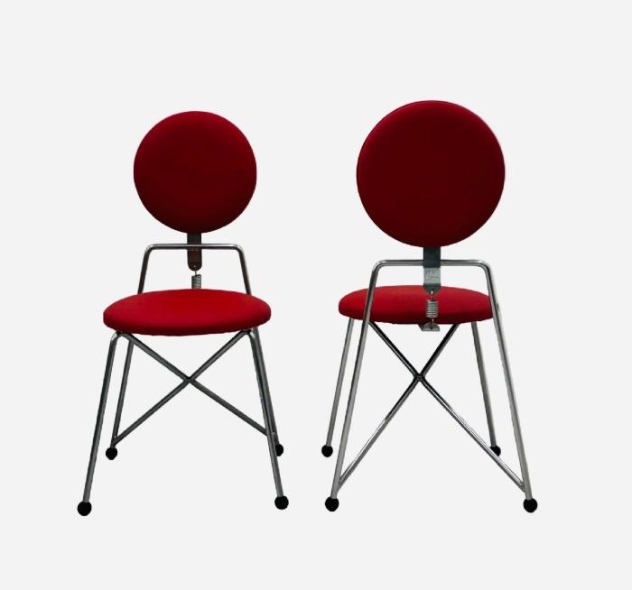 Sedie Design Rach Finazzi in ecopelle e Metallo | Modernariato 1990