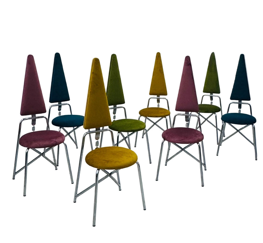 Sedie Design Rach Finazzi in Velluto e Metallo | Modernariato 1990