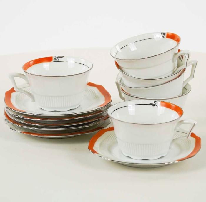 Set di 4 tazze da caffè ceramica Revelli Laveno inizi 900