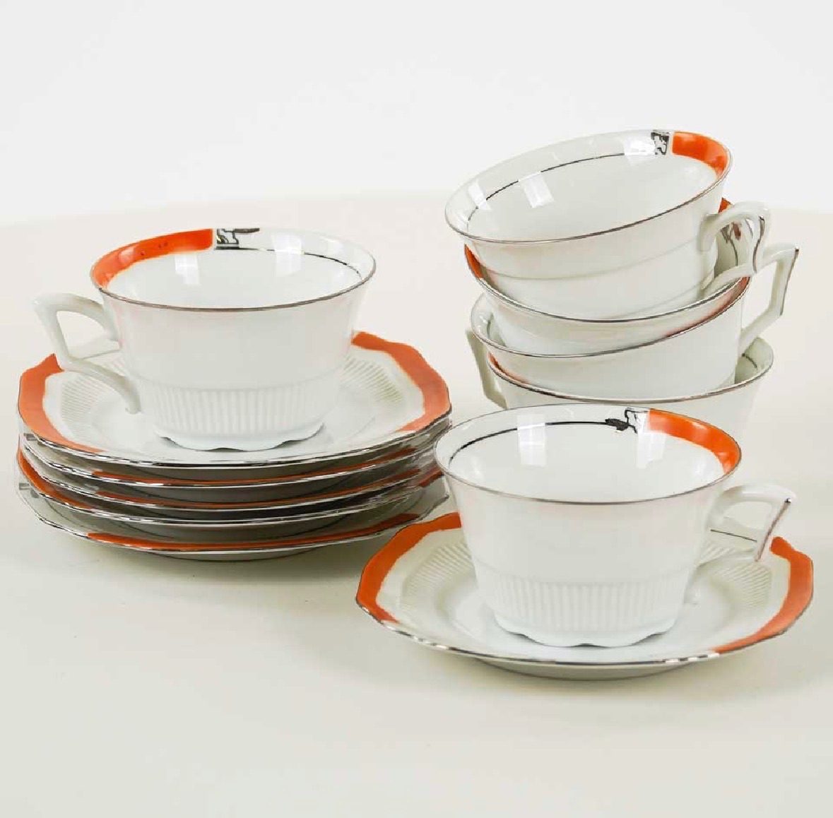 Set di 4 tazze da caffè ceramica Revelli Laveno inizi 900