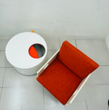 Mobile contenitore da parete, con libreria e bar.  produzione italiana Midcentury