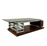 Tavolino in legno, acciaio e vetro - 1970